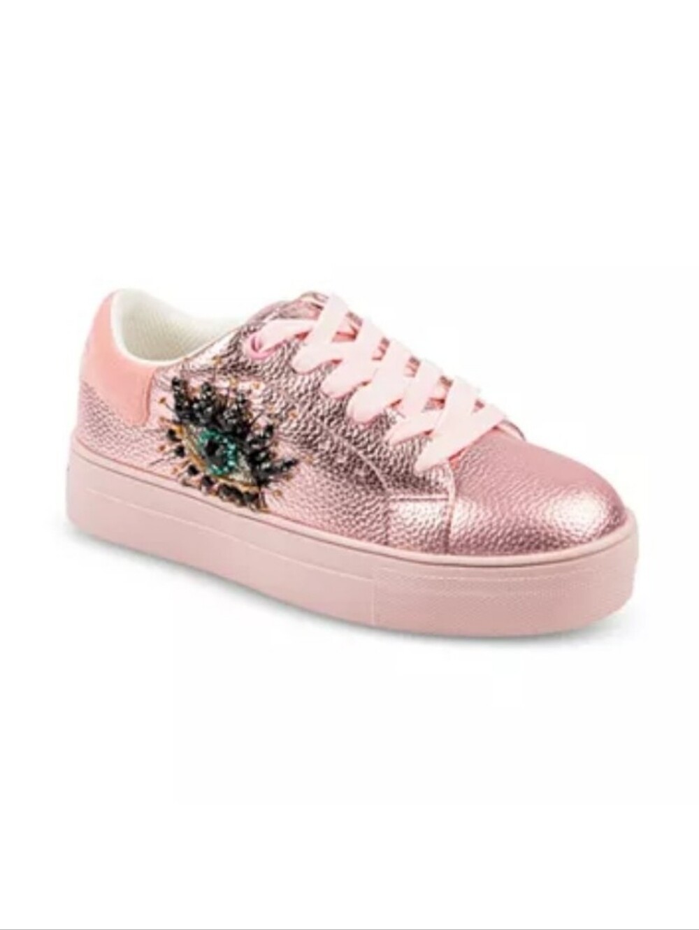 Kurt Geiger Kids Laney Rose gold Platform Sneaker Embellished Crystal Accent